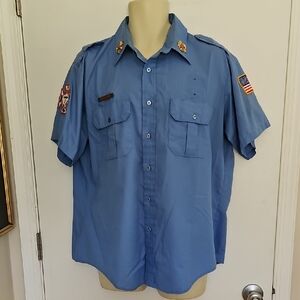 Vintage Volunteer Fire Chief Uniform Shirt, Pins, Patches Size 17 Waverly, VA
